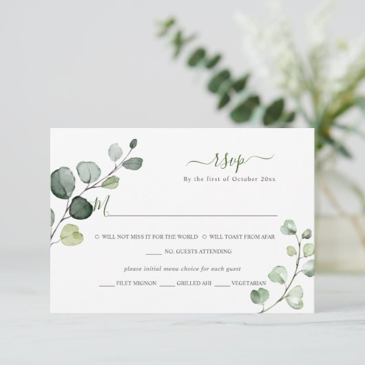 PixDezines Rustic Greenery Eucalyptus RSVP w Meal (Staand voorkant)