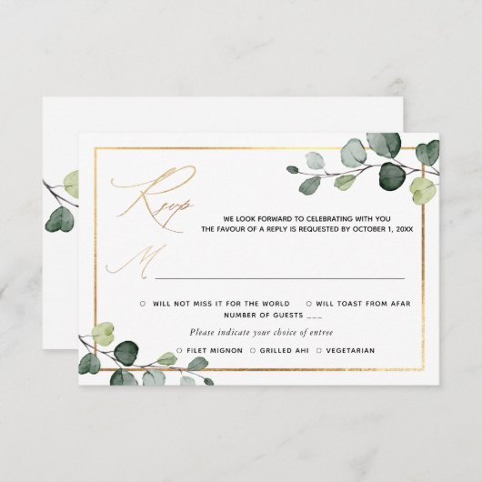 PixDezines Rustic Greenery Eucalyptus RSVP w Meal (Voorkant / Achterkant)