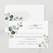 PixDezines Rustic Greenery Eucalyptus RSVP w Meal Kaartje (Voorkant / Achterkant)