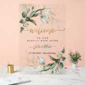 PixDezines Rustic Greenery Gum Eucalyptus Welkom Acryl Bord (Huwelijk)