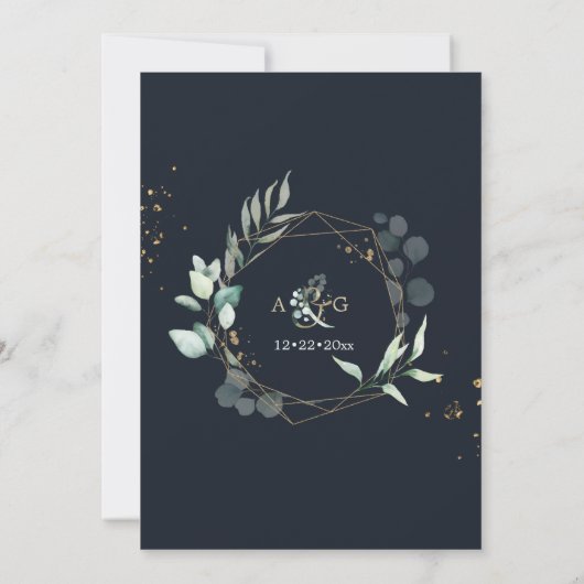 PixDezines Rustic Gum Eucalyptus Navy Blue Kaart (Achterkant)