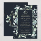 PixDezines Rustic Gum Eucalyptus Navy Blue Kaart (Voorkant / Achterkant)