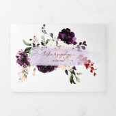 PixDezines Rustic H2 Eggplant Burgundy Flowers Drieluik Uitnodiging (Cover)