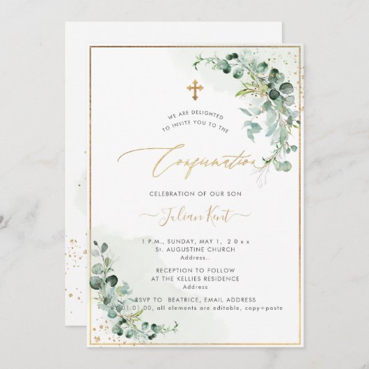 PixDezines Rustic H2 Eucalyptusbevestiging Kaart (Voorkant / Achterkant)