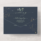 PixDezines Rustic H2 Green Gold Eucalyptus Navy All In One Uitnodiging (Achterkant)