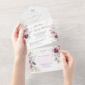 PixDezines Rustic Mauve Pink Roses All In One Uitnodiging (Afscheurbaar)
