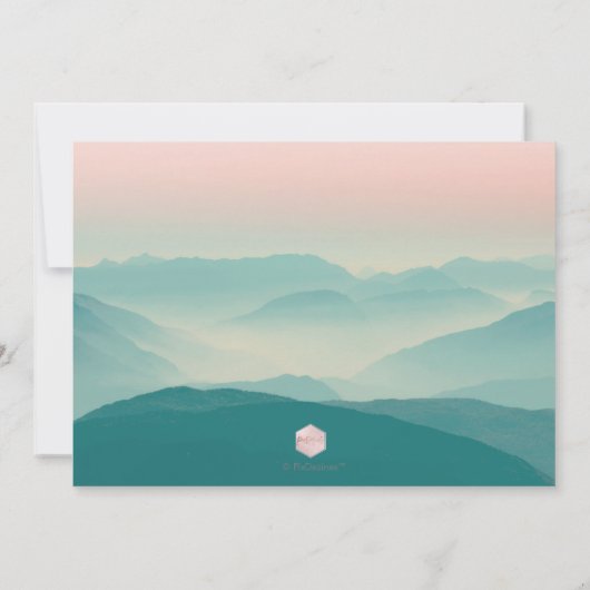 PixDezines Rustic Misty Mountain Range Ombre Blush Kaart (Achterkant)