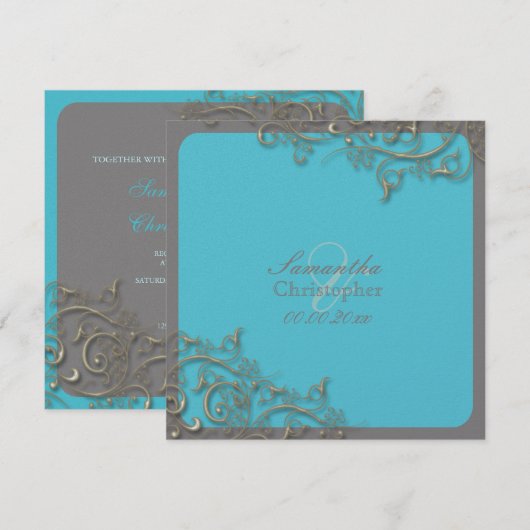 PixDezines rustic swirls/faux Silver Kaart (Voorkant / Achterkant)