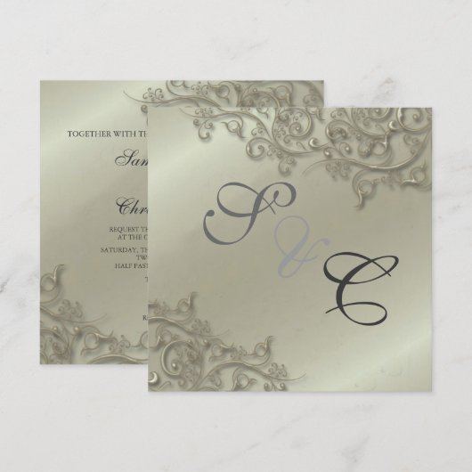 PixDezines rustic swirls/faux Silver Kaart (Voorkant / Achterkant)