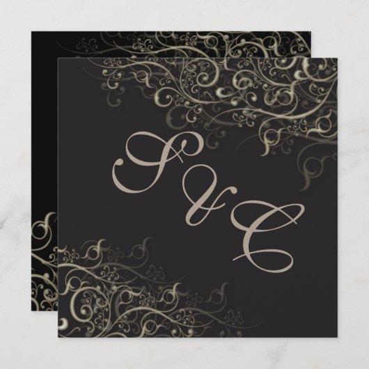 PixDezines rustic swirls/faux Silver Kaart (Voorkant / Achterkant)