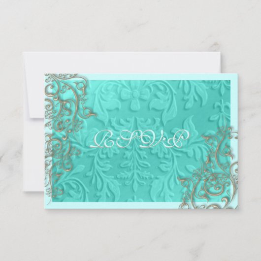 PixDezines rustic swirls/faux Silver RSVP Kaartje (Voorkant)