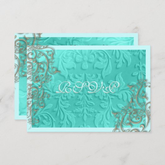PixDezines rustic swirls/faux Silver RSVP Kaartje (Voorkant / Achterkant)