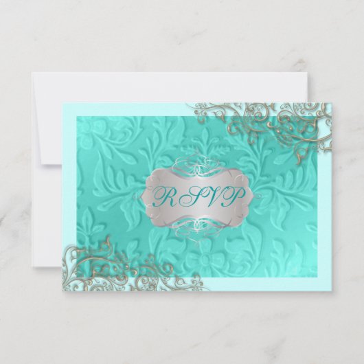 PixDezines rustic swirls/faux Silver RSVP Kaartje (Voorkant)