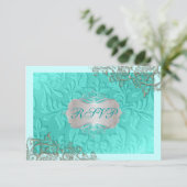 PixDezines rustic swirls/faux Silver RSVP Kaartje (Staand voorkant)