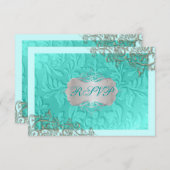 PixDezines rustic swirls/faux Silver RSVP Kaartje (Voorkant / Achterkant)