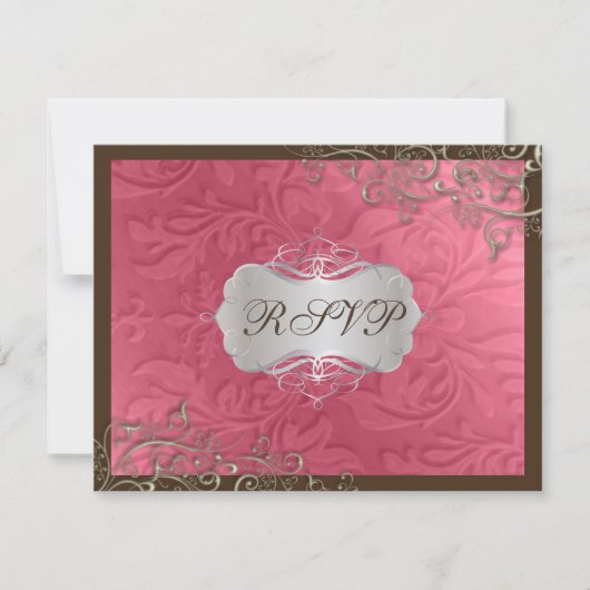 PixDezines rustic swirls/faux Silver RSVP Kaartje (Voorkant)