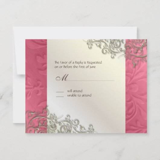 PixDezines rustic swirls/faux Silver RSVP Kaartje (Achterkant)