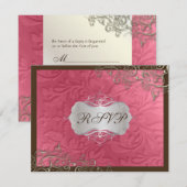 PixDezines rustic swirls/faux Silver RSVP Kaartje (Voorkant / Achterkant)