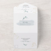 PixDezines Rustic Waterverf Blue Gum Eucalyptus A All In One Uitnodiging (Buitenkant)