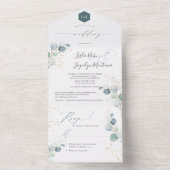 PixDezines Rustic Waterverf Blue Gum Eucalyptus A All In One Uitnodiging (Binnen)