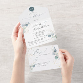 PixDezines Rustic Waterverf Blue Gum Eucalyptus A All In One Uitnodiging