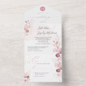 PixDezines Rustic Waterverf Dusty Roos Eucalyptus All In One Uitnodiging (Binnen)