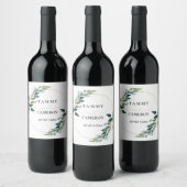 PixDezines Rustic Waterverf Greenery Eucalyptus Wijn Etiket (Flessen)