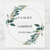 PixDezines Rustic Waterverf Greenery Eucalyptus Wijn Etiket (Enkel label)