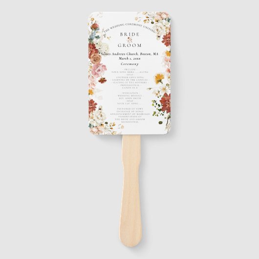 PixDezines Rustic Waterverf Herfst Garden Flowers Handwaaier (Voorkant)