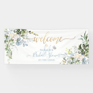 PixDezines rustieke blauwe eucalyptus Spandoek