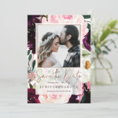 PixDezines Rustieke Bloesem Blush Roze Bourgogne B Kaart (Staand voorkant)