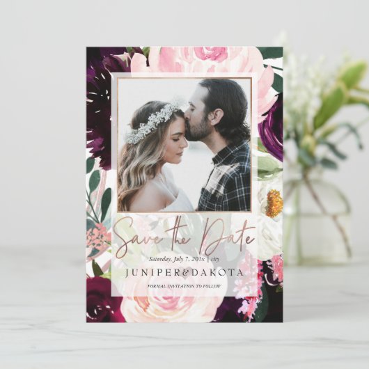 PixDezines Rustieke Bloesem Blush Roze Bourgogne B Kaart (Staand voorkant)