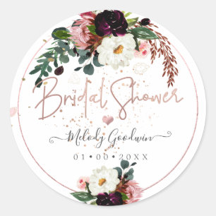PixDezines Rustieke Bloom Waterverf Vrijgezellenfe Ronde Sticker