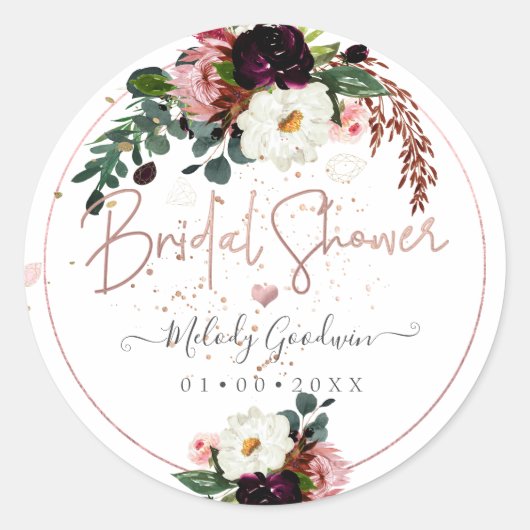 PixDezines Rustieke Bloom Waterverf Vrijgezellenfe Ronde Sticker (Voorkant)