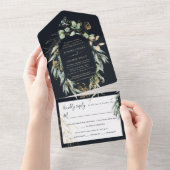 PixDezines Rustieke Willow Eucalyptus Marine in Go All In One Uitnodiging (Afscheurbaar)