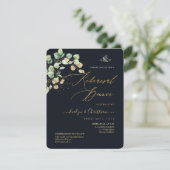 PixDezines Rustische Dollar Eucalyptus Navy n Goud Kaart (Staand voorkant)