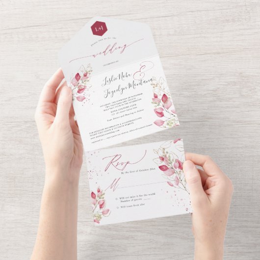 PixDezines Rustische Waterverf Blush Gum Eucalyptu All In One Uitnodiging (Afscheurbaar)