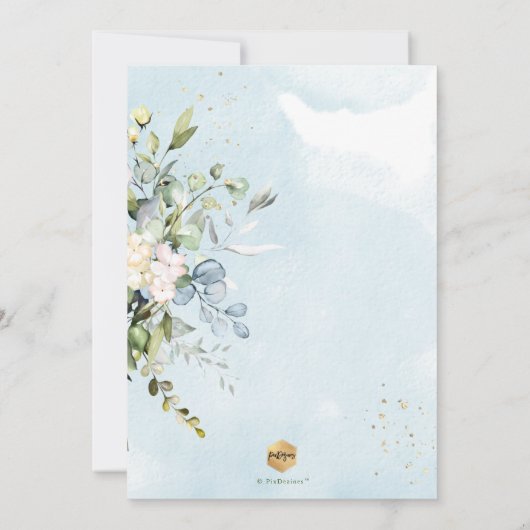 PixDezines Rustische Waterverf Eucalyptus Baptisme Kaart (Achterkant)