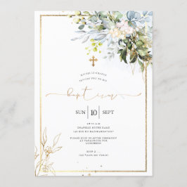 PixDezines Rustische Waterverf Eucalyptus Baptisme Kaart