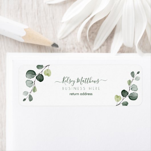 PixDezines Rusttic Waterverf Greenery Eucalyptus Etiket (Insitu)