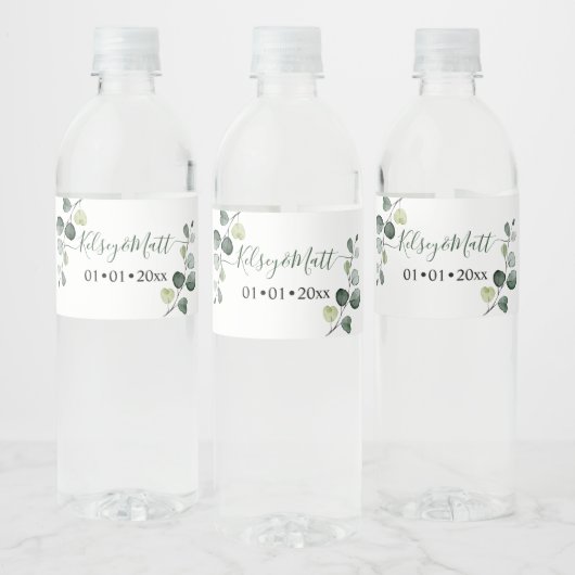 PixDezines Rusttic Waterverf Greenery Eucalyptus Waterfles Etiket (Flessen)