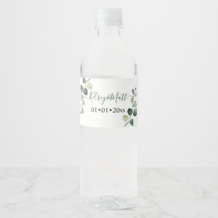 PixDezines Rusttic Waterverf Greenery Eucalyptus Waterfles Etiket