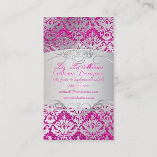 PixDezines sabine damast/faux glitter Visitekaartje (Achterkant)