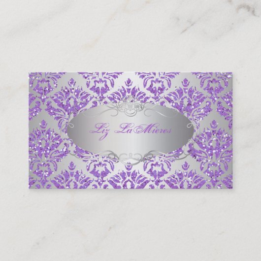 PixDezines sabine damast/faux glitter Visitekaartje (Voorkant)