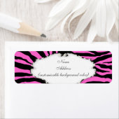 PixDezines Safari, hete roze + zwart, zebra Etiket (Insitu)