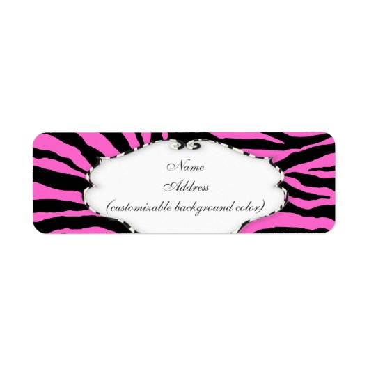 PixDezines Safari, hete roze + zwart, zebra Etiket (Voorkant)