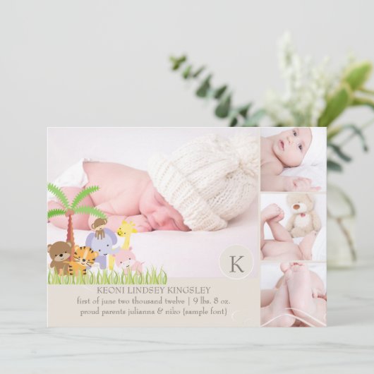 PixDezines safari oerwoud fotosjabloon Aankondiging (Staand voorkant)