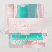 PixDezines Sage Blush + Aqua zal je .. bruidsmeisj Kaart (Voorkant / Achterkant)