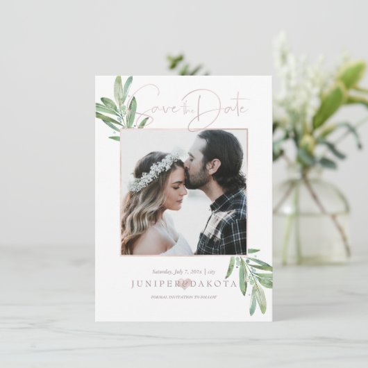 PixDezines SAGE, GROEN DE DATUM OPSLAAN Save The Date (Staand voorkant)