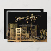 PixDezines San Francisco Bewaar de datum Aankondigingskaart (Voorkant / Achterkant)